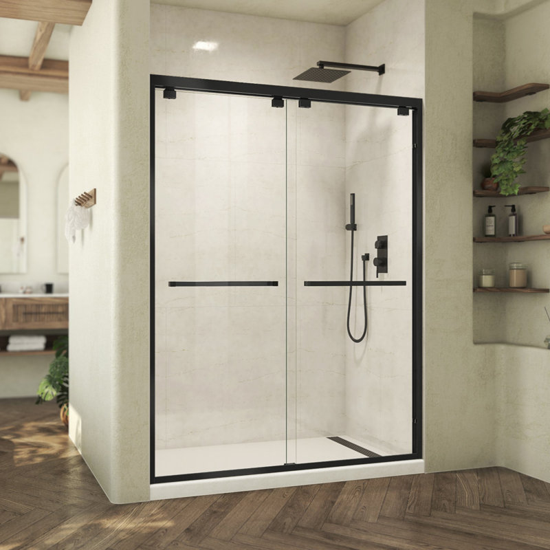 Abbey 60 in. Matte Black Frameless Sliding Shower Door