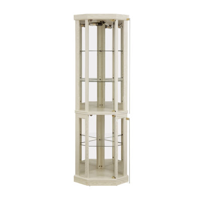 Corner Lighted Curio Cabinet Corner Glass Cabinet Corner Display Case Bar Glass Storage Light Included
