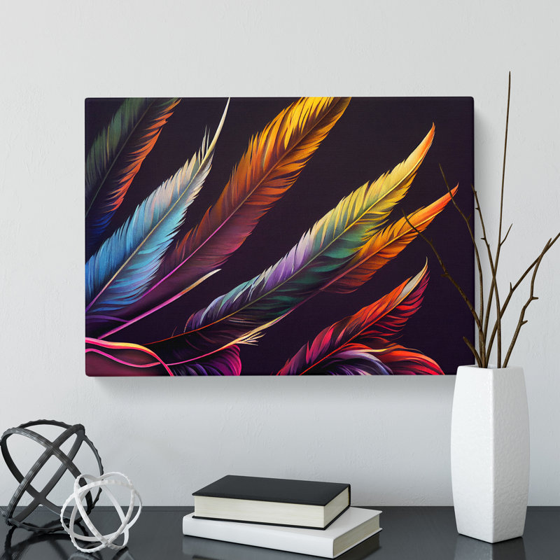 Exclusive Bird Feathers - Wrapped Canvas Print, 35cm H x 50cm W x 3cm D