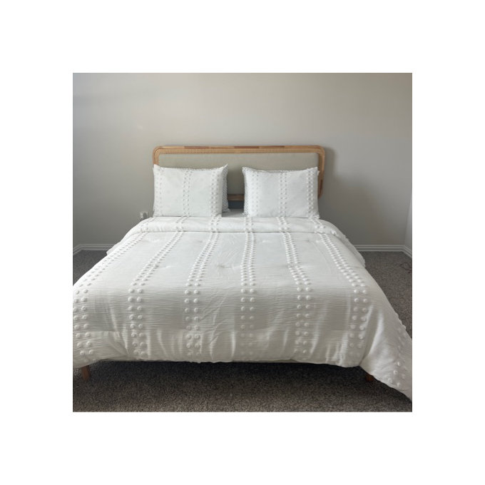 Delaylah Bed Frame, with Rattan-Like Adjustable Upholstered Headboard, Boho Style - Queen