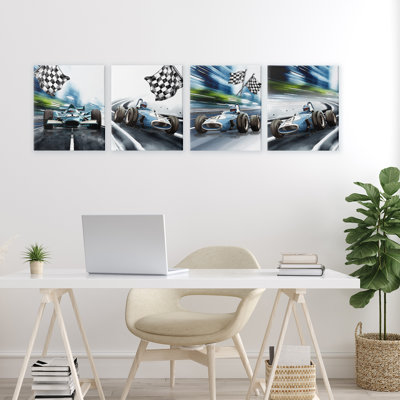 Ready Set Racecars 4pc Canvas Set, design by Christine Simpson Art