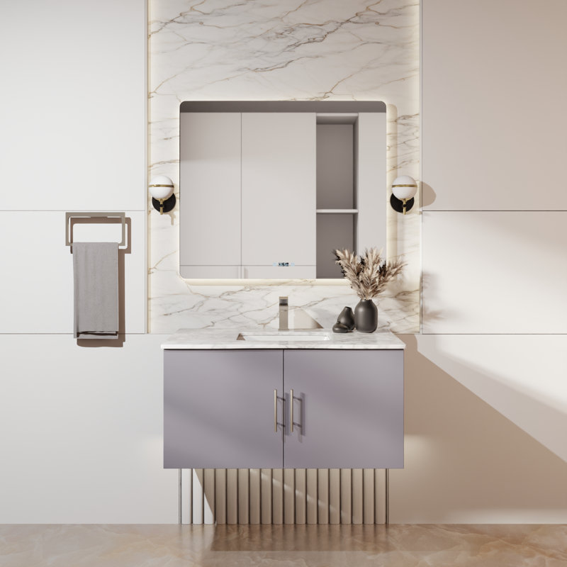 Meuble-lavabo simple l 36 po x P 22 po Geneva, Gris foncé