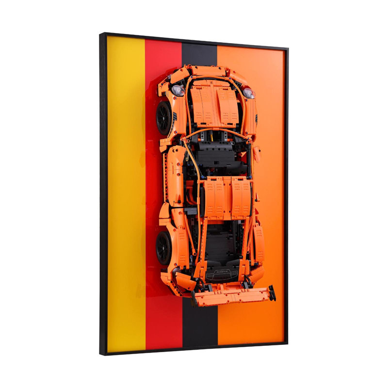 Cadre de fixation murale compatible avec la console GT3 RS de la bibliothèque de bord - Orange 20 po x 30 po Technic Stripe [Cadre SEULEMENT]