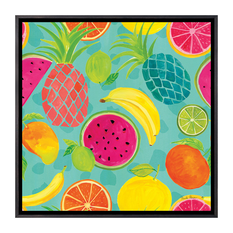 Motif Tutti Frutti IIIB par Farida Zaman - impression, Pas de tapis, Toile avec cadre noir patiné