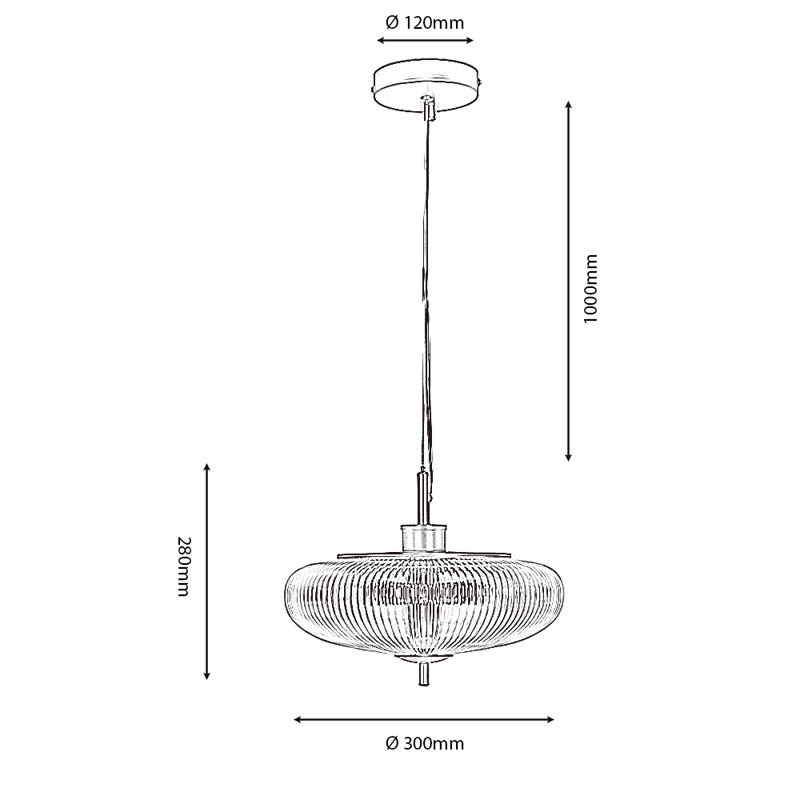 Ashwell Pendant Light with Ribbed Glass