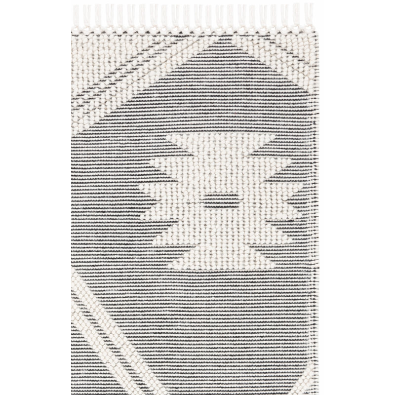 Altis Flat Weave Wool/Cotton Southwestern Rug in Black/Ivory, Runner 2'3" x 8'