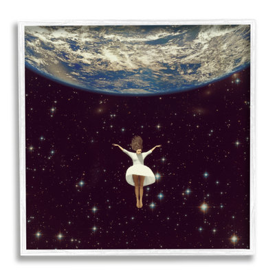 " Woman Falling Through Space White Dress Earth " by Paula Belle Flores