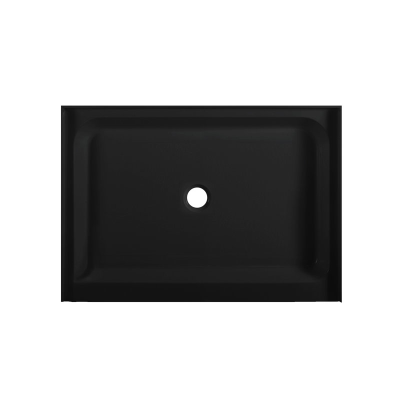 Voltaire 48" x 36" Acrylic Black, Single-Threshold, Center Drain, Shower Base, Center, Black
