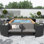 Ensemble de canapé modulaire en rotin quadrilatéral avec cadre mini spa, sièges en bois et espaces de rangement Spa