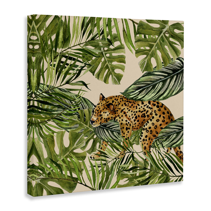 «Botanical Leopard on Branch», art mural par Janet Tava, H 30 po x l 30 po