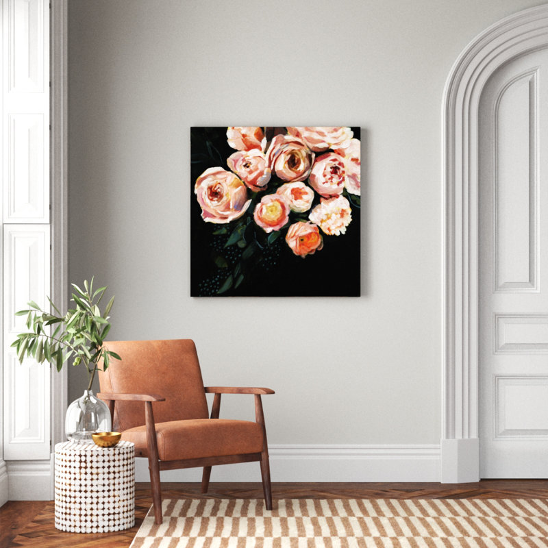 Peachy Blooms II by Victoria Borges - Wrapped Canvas Painting, 91cm H x 91cm W