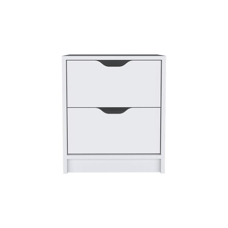 Nightstand Gandu, Two Drawers, White Finish, White