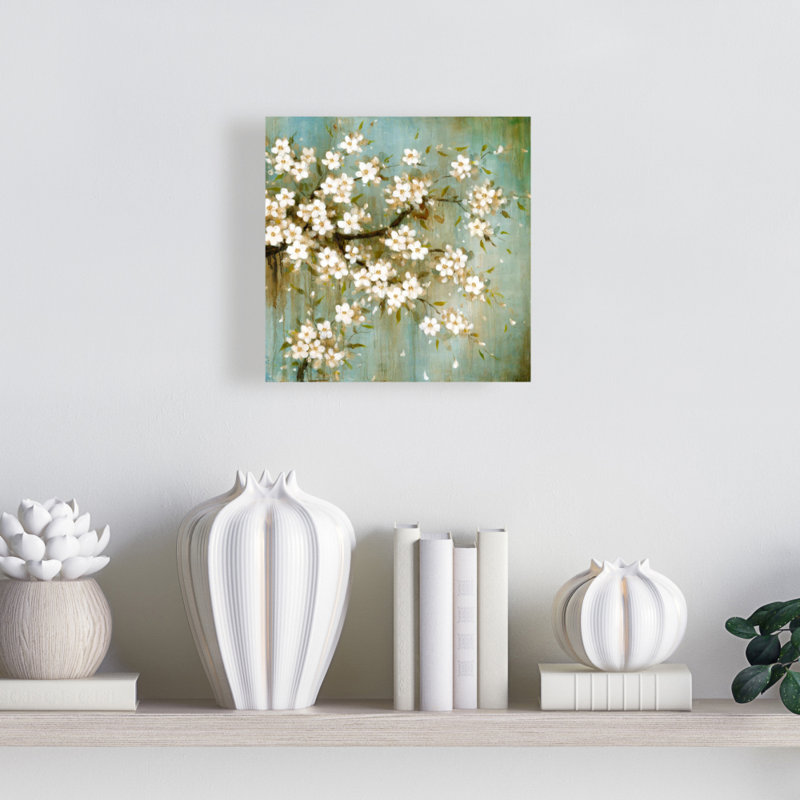 Toile blanche cerisier en fleurs | Décoration florale botanique