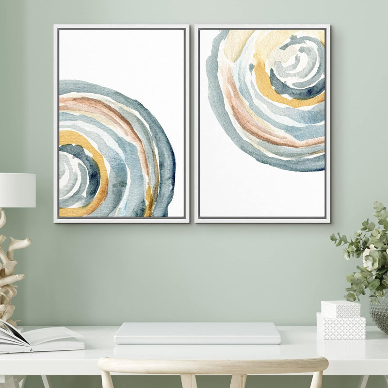 «Geometric Pastel Watercolor Ring Abstract Shapes Abstract Art», impression sur toile, 2 pièces, H 36 po x l 48 po x P 1,5 po