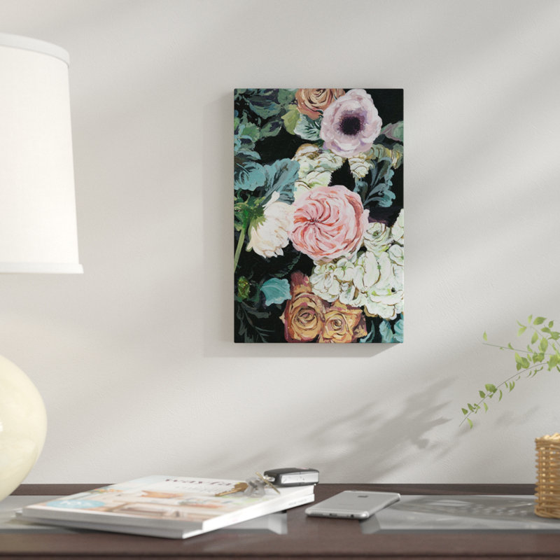 «Noir Arrangement II», reproduction d'aquarelle sur toile tendue, H 26 po x l 18 po x P 1,5 po, Toile tendue, Pas de tapis