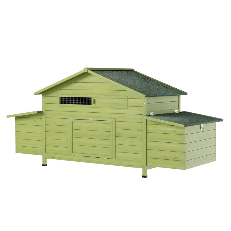 Cage à volaille 11,12 pi, poulailler en bois avec 2 portes de gamme, boîtes de nidification, couvre-pieds résistants et protection imperméable confortable pour les prédateurs