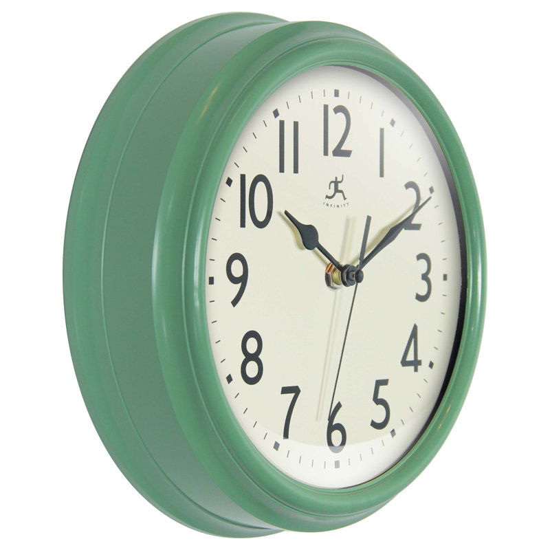 Green Plastic 9.5" Silent Movement Wall Clock