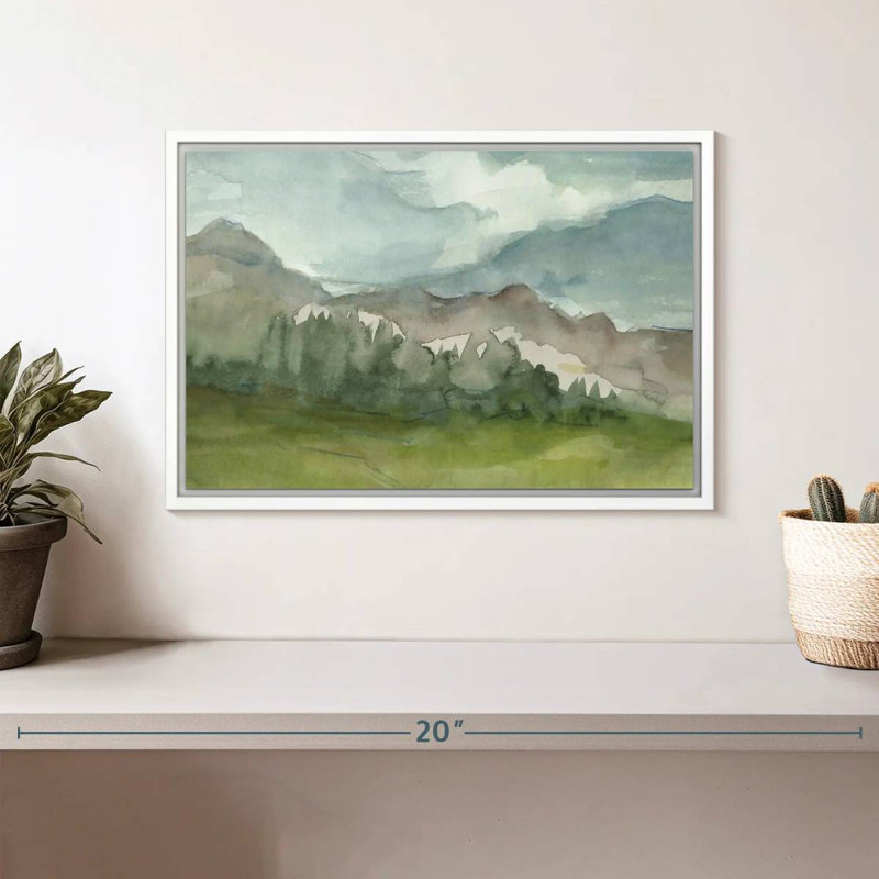 Plein Air Mountain View I, Floating Frame White, 13" X 9"