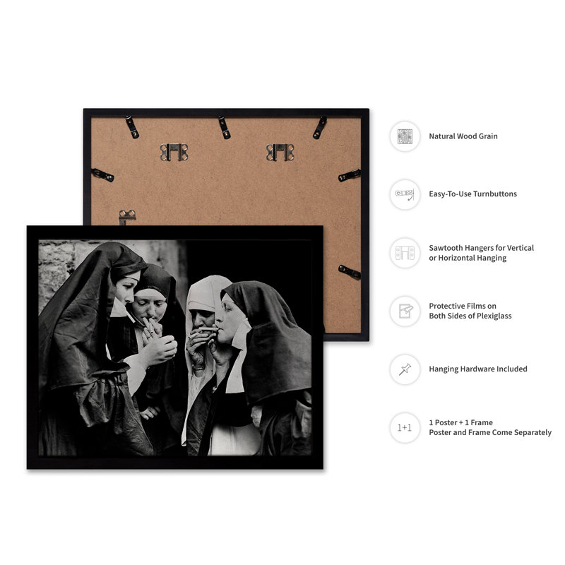 Fumeurs nonnes 1, Cadre noir, Affiche, H 08 po x l 10 po