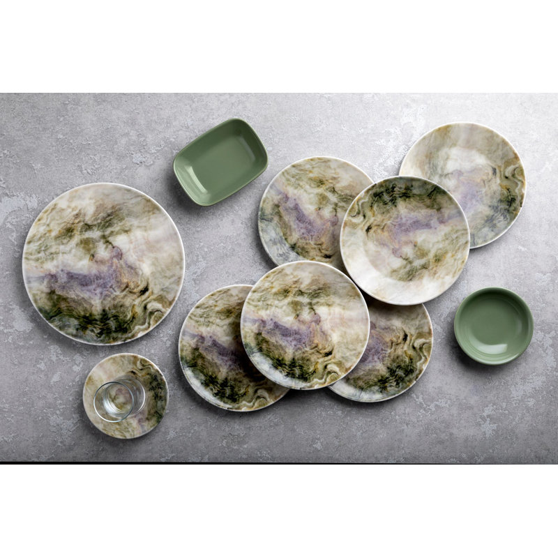 Ensemble de petit déjeuner (25 pièces), Abstrait, Vert