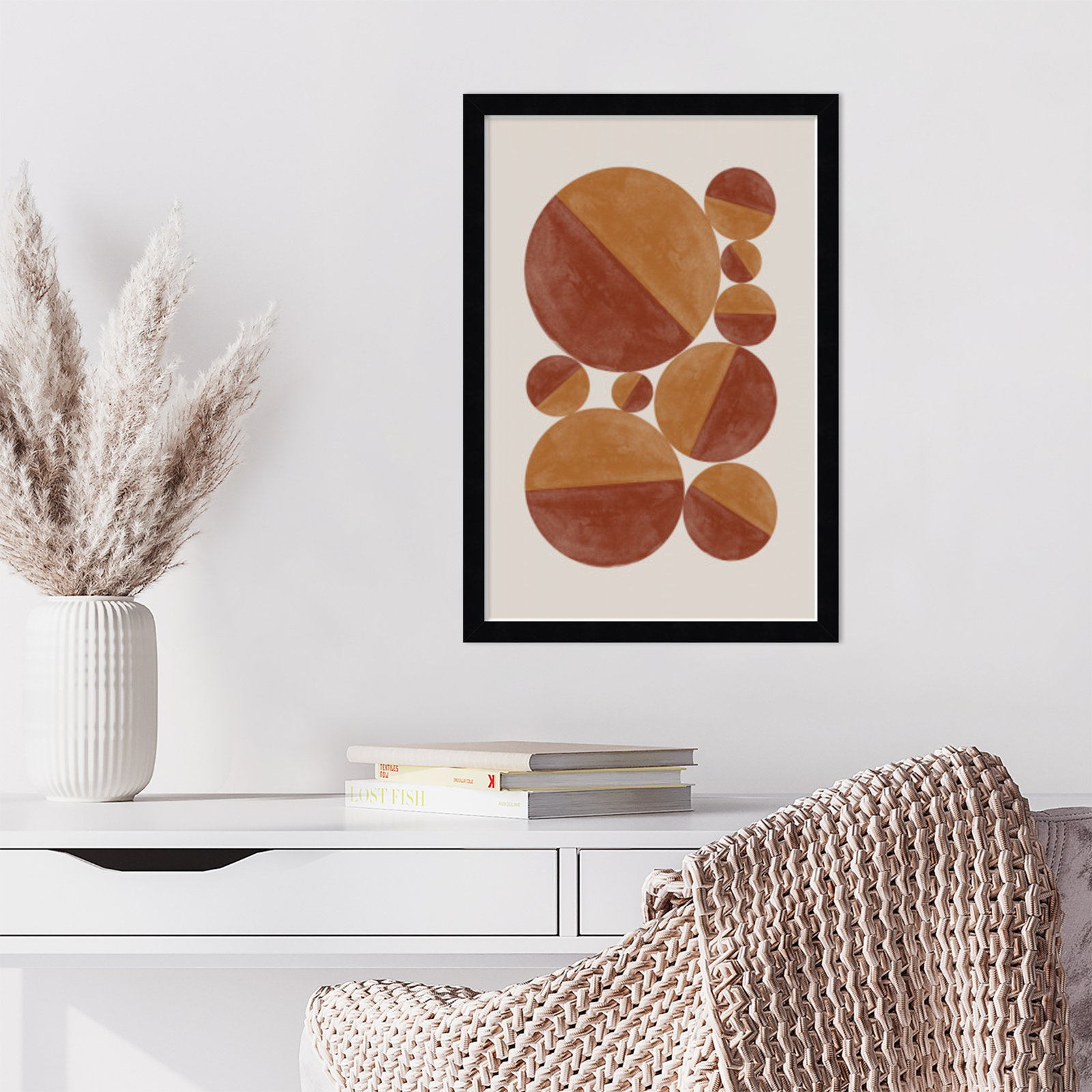 Paley "Burnt Orange Bols" Print, 21" H x 15" W, Black