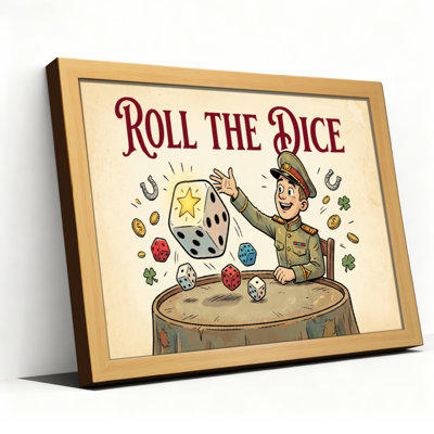 Roll The Dice Cartoon Soldier Dice Game Canvas Wrapped Wall Art Oil Painting Print Set Of 1