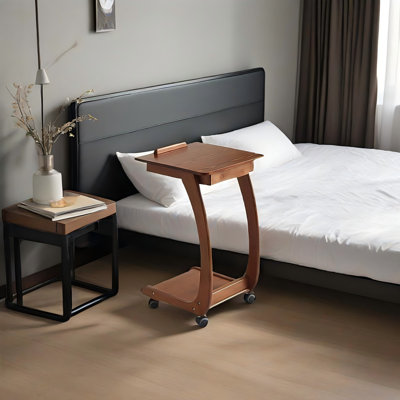 Table de bout mobile en bois massif 31,5 po couleur noyer