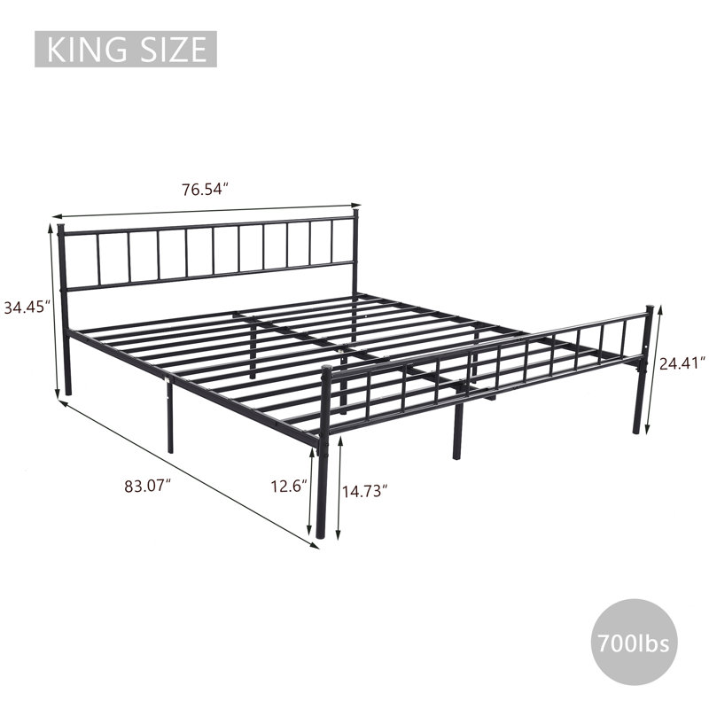 Metal Bed, Black, King