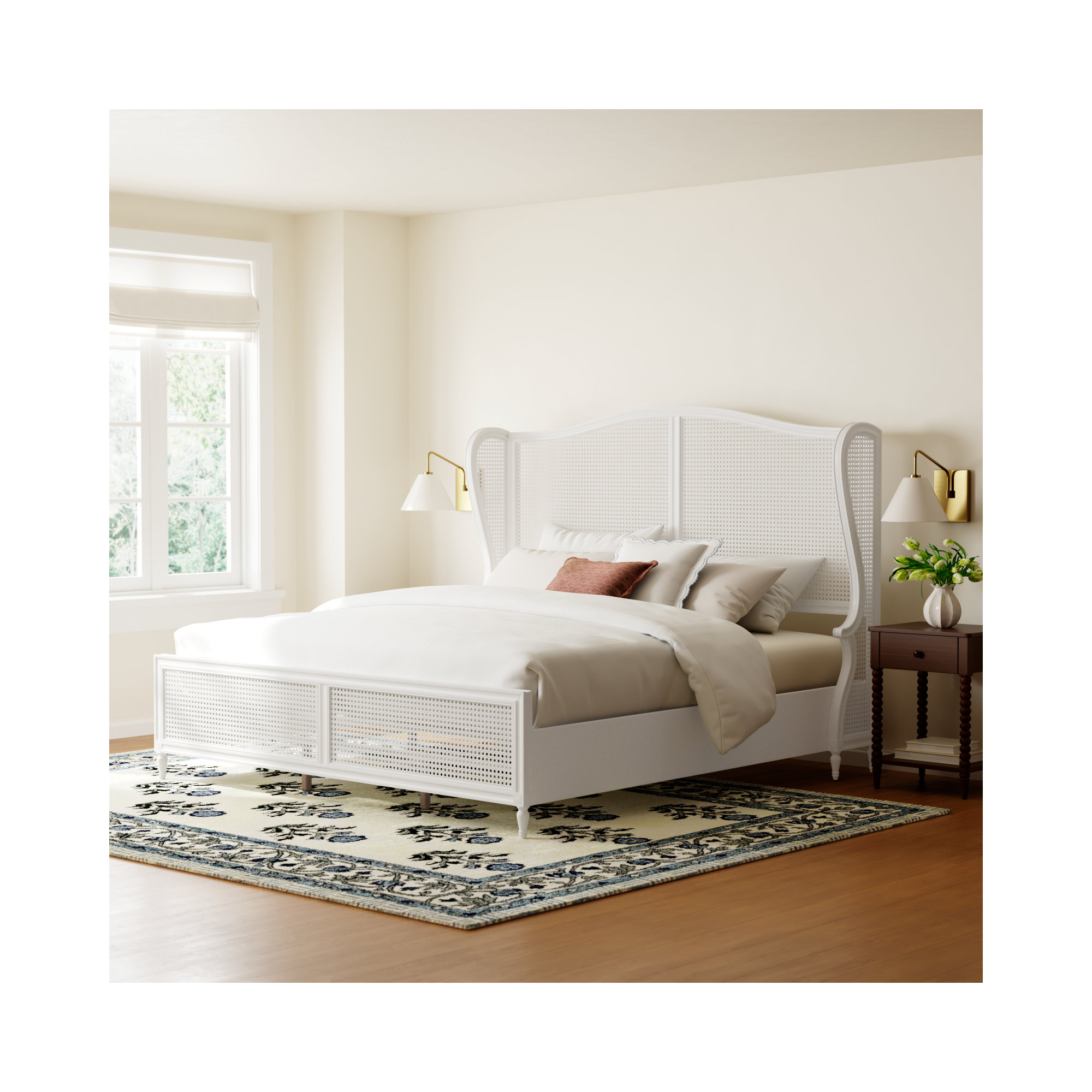 Gia Wingback Bed, White, King