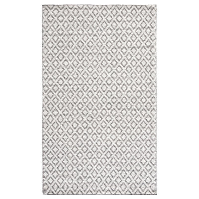 Tapis géométrique en laine tissé à la main ivoire / brun