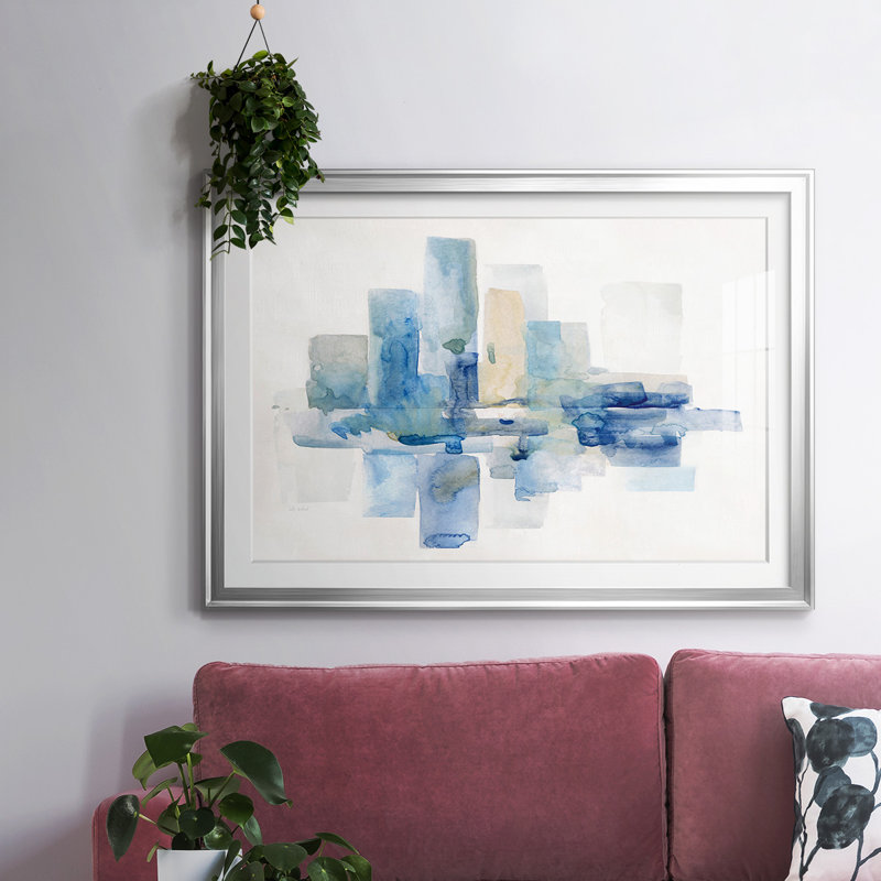 «Soft Skyline» avec cadre en I et cadre biseauté mat et verre, H 19 po x l 27 po x P 1,5 po, Argent