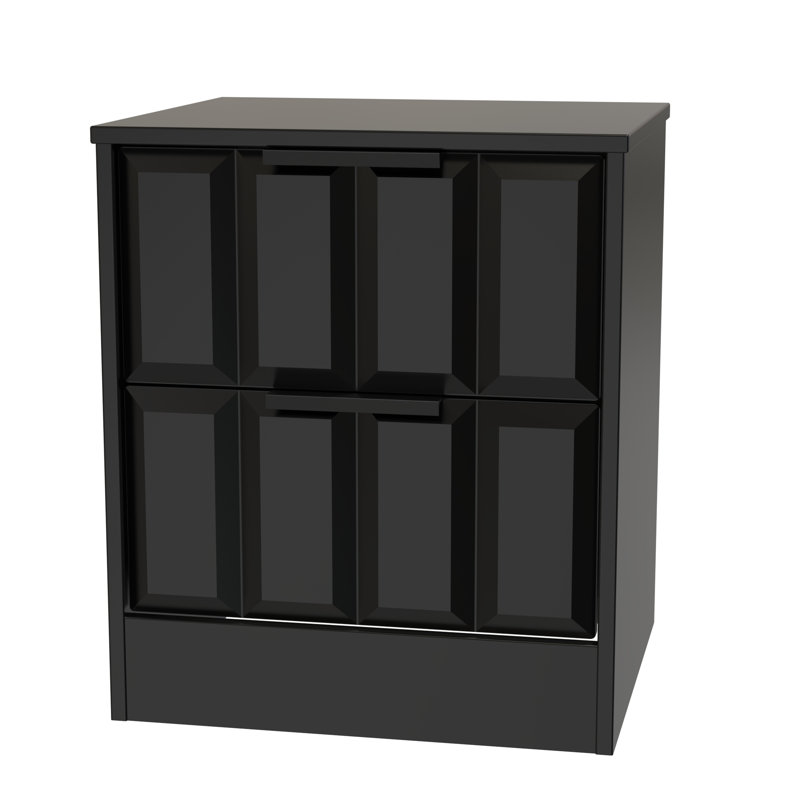 Doss 45cm W Manufactured Wood Bedside Table, Deep Black/Black Matt