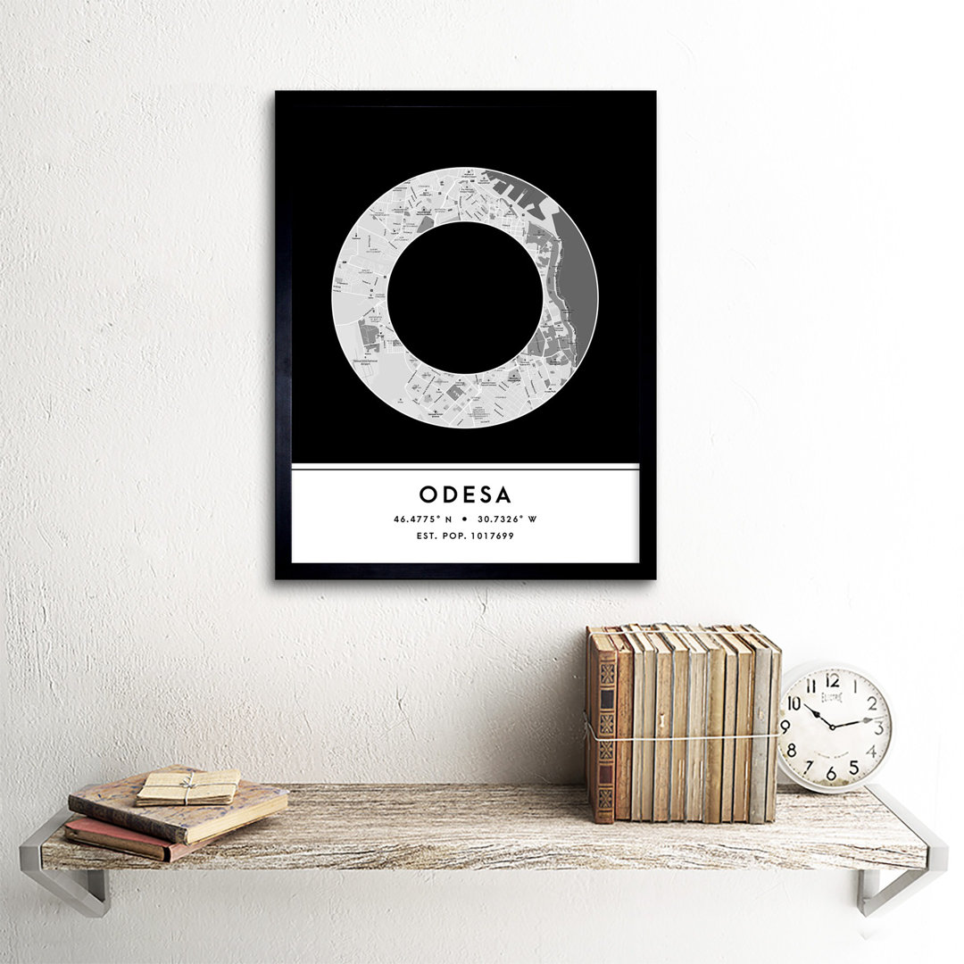 Odesa City Map Odesa Ukraine City Map - Single Picture Frame Typography