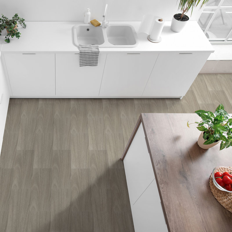 45.72 cm x 15.24 cm Vinyl Floor Tiles, 50 Per Pack, Cream Oak