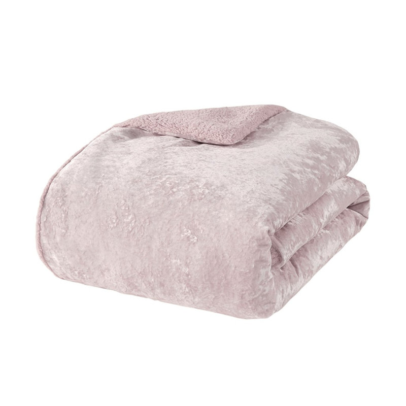 Ensemble de literie en sherpa écrasé mauve clair, simple / très grand, confortable