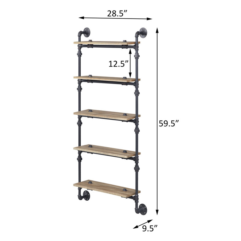 Tablette murale 5 niveaux Oak, H 59,57 po x l 28,57 po x P 9,57 po