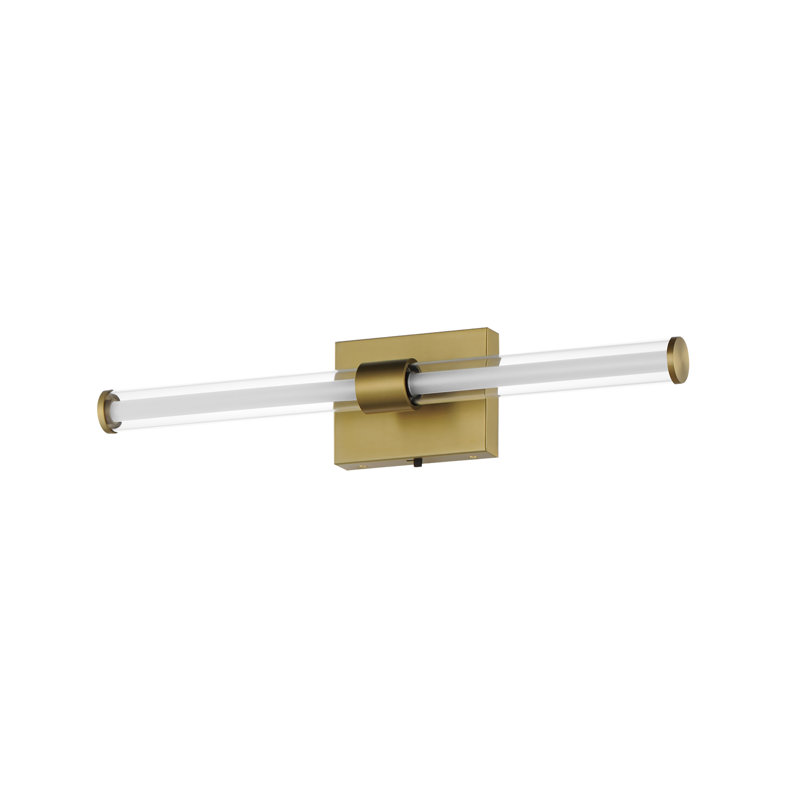 Machaela Single Transparent Dimmable LED Bath Bar, Natural Aged Brass