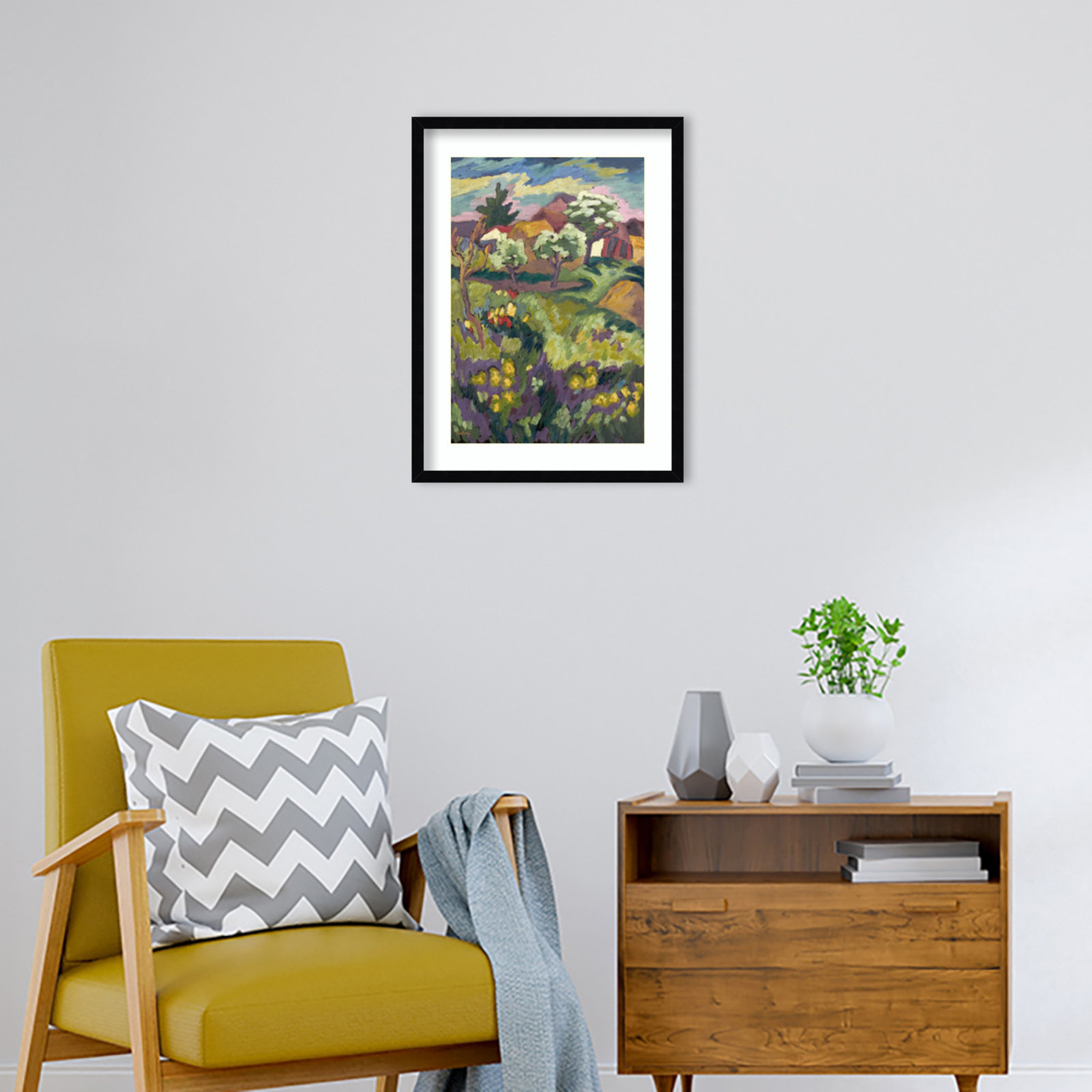 Garden of My Childhood Print, Black, 25" H x 19" W x 1" D