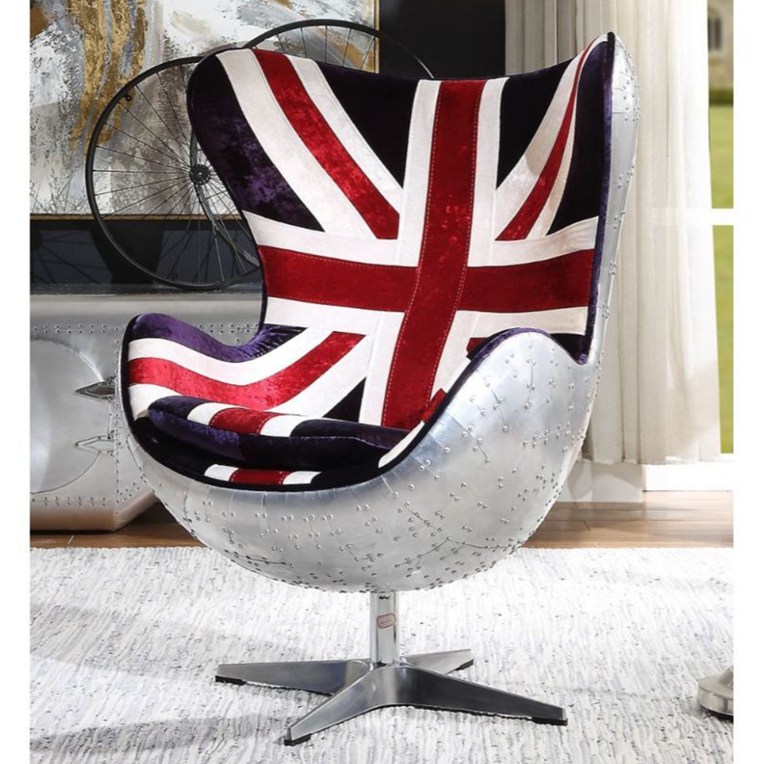 Patterned swivel accent discount chair