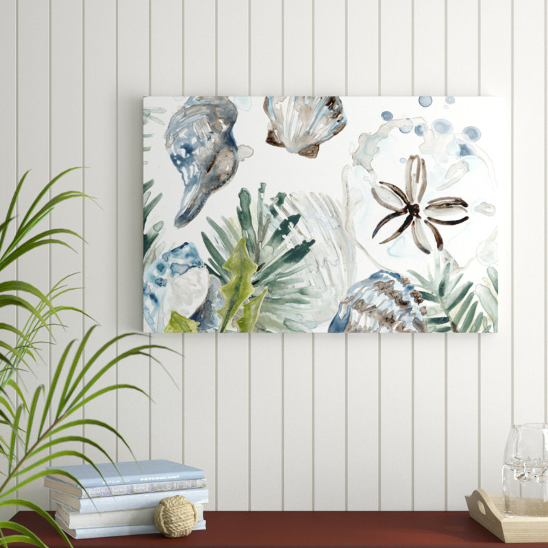 Coastal Christmas Shell Collection D by June Erica Vess - Painting Print, 61cm H x 91cm W, Wrapped Canvas