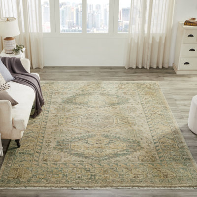 Glaspie Sandstone Elegance Hand-Knotted Wool Area Rug