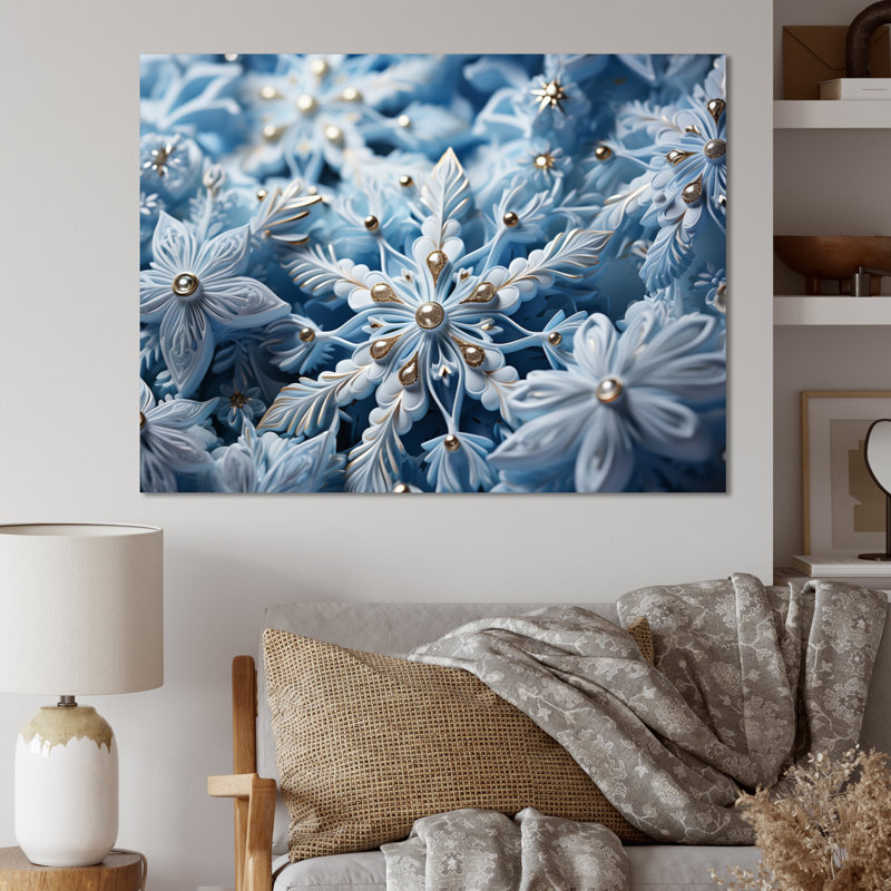Flocons de neige scintillants I - impression, Toile tendue, H 24 po x l 32 po x P 1 po