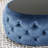 Dark Blue Modern With Button- Upholstery And Strong Tempered Glass, 29.42" W X D 14.91" H Velvet Embellishment, Blue, Glass Top, Class, 30" 14.5