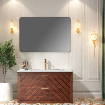Meuble-lavabo moderne (avec meuble-lavabo et lavabo), salle de bain en bois de 36 po