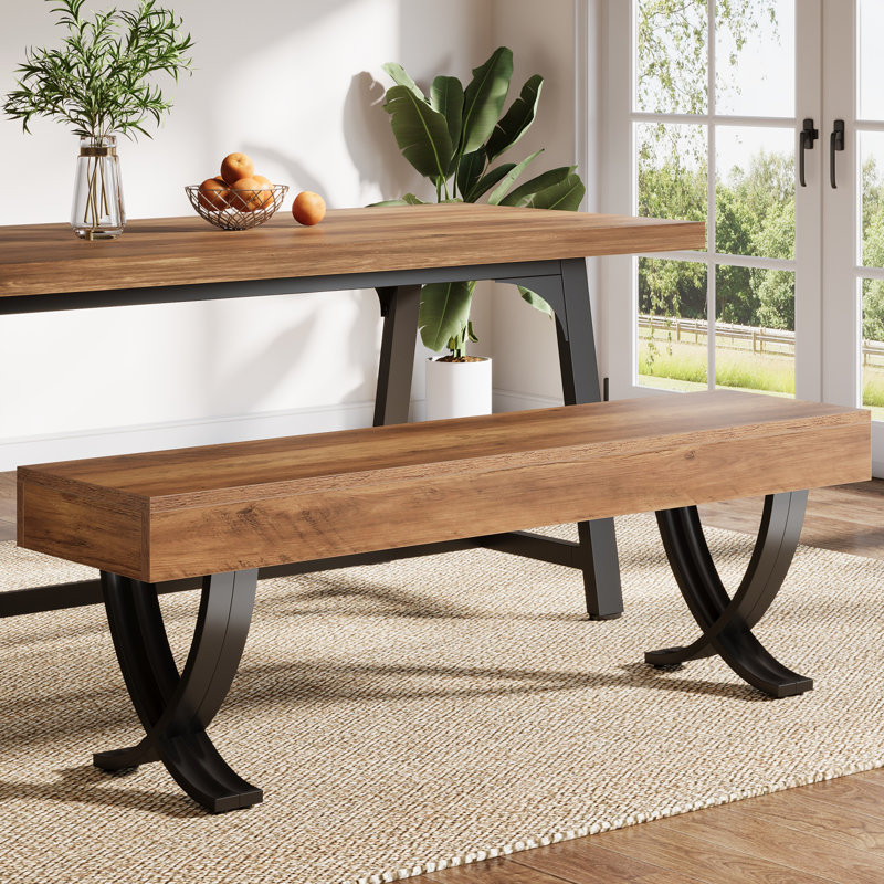 Banc de salle à manger de 55 pouces, banc de table de cuisine rustique, Brun