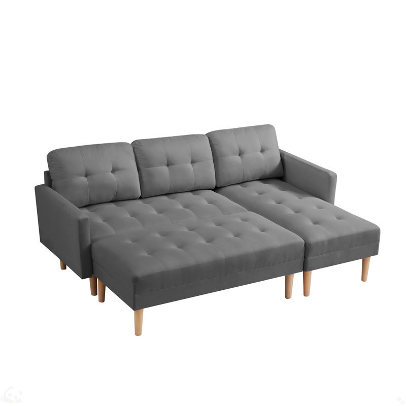 Fabric Right Facing Sectional Sofa Bed, Gray Linen