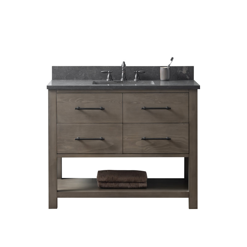 Ensemble de meuble-lavabo simple 42 po Keri, Gris fumée / noir mat