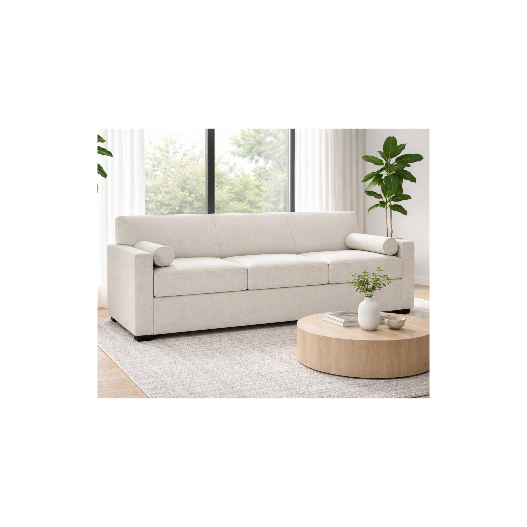 Francesca 92" Upholstered Sofa, Macarena Beige Basketweave