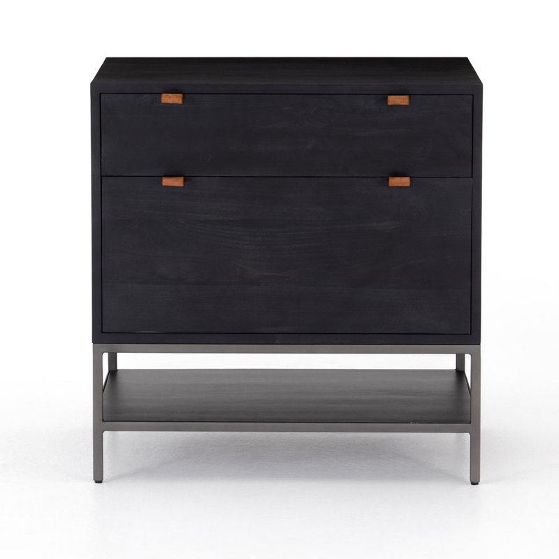 Trey 2 - Drawer Solid Wood File Cabinet, Black Wash Poplar