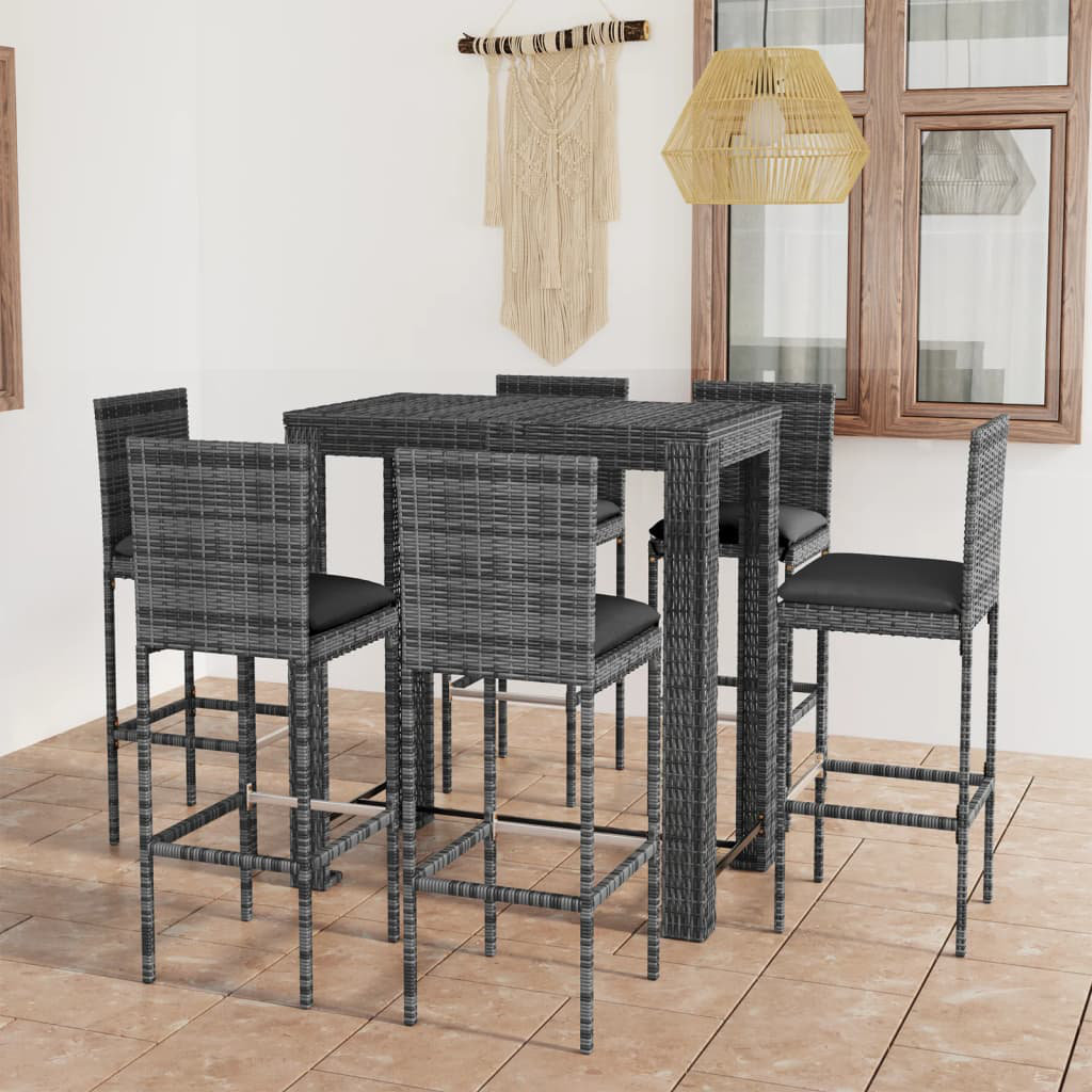 4-Sitzer Bartisch-Set Dabirvaziri aus Polyrattan mit Polster